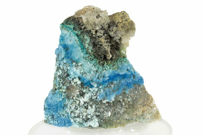 Vibrant Blue Cyanotrichite with Cubic Fluorite - China #238827